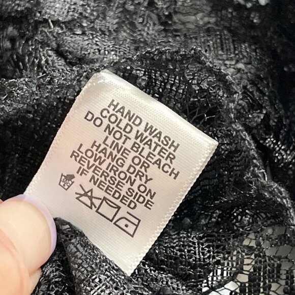 GLG Good Luck Gem Top M Black Lace Sheer Babydoll Crop Y2K Wimsigoth Fairy Witch - Picture 7 of 10